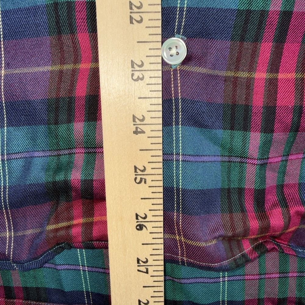Ralph Lauren Women's Relaxed Fit Plaid Cotton Shirt Green Multi Women's 12 - Picture 7 of 9